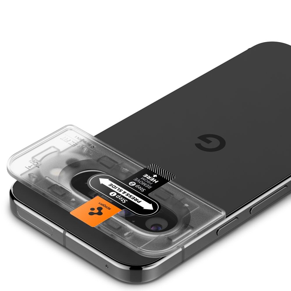 Set 2 protectii sticla camera foto Spigen Optik EZ FIT compatibil cu Google Pixel 9 Pro Crystal Clear