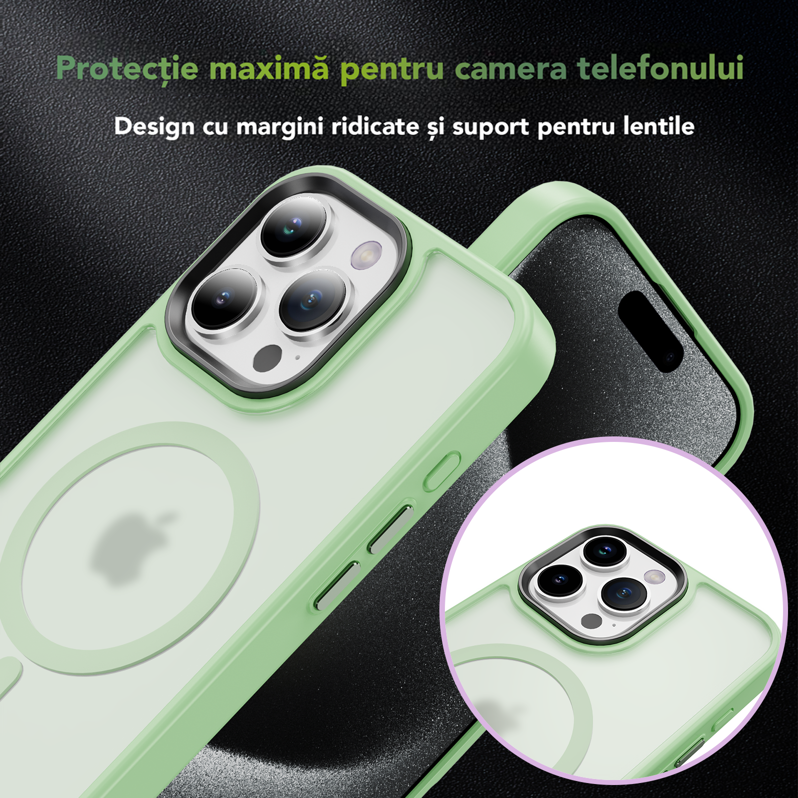 Husa pentru iPhone 16 Pro Max, Husa de Protectie, AIM TO POWER, Compatibila cu telefon Apple, MagSafe - Verde