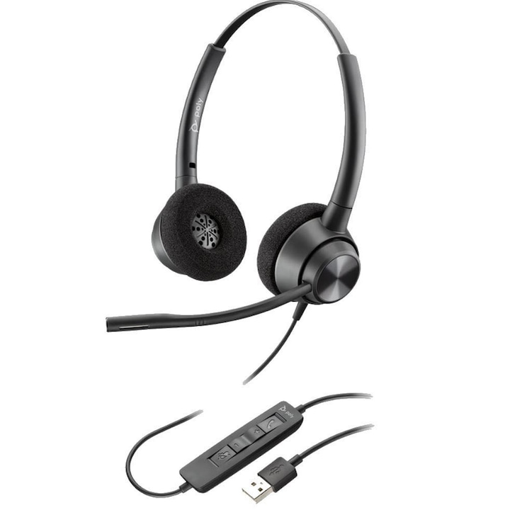 Casti Poly Plantronics EncorePro 320 USB-A Negre, 209082, Microfon/Casti