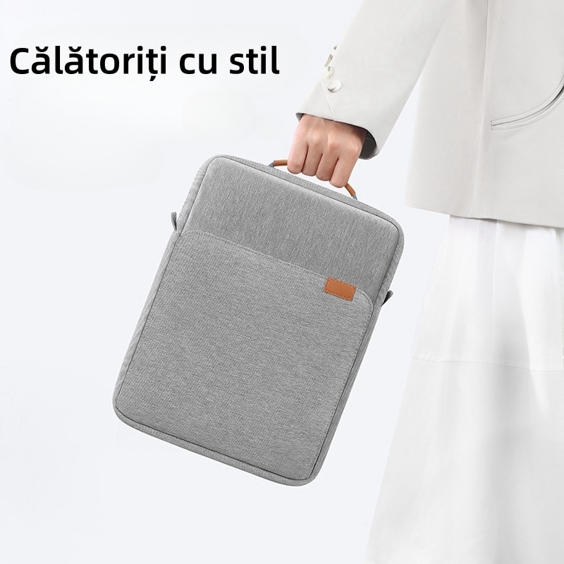Geanta de umar pentru tablete, 13 inch, capacitate mare, curea de umar reglabila, material din panza Oxford, rezistent la uzura / impermeabil / rezistent la socuri, usor de transportat, gri