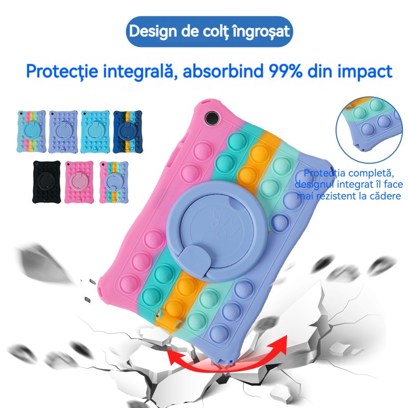 Husa tableta pentru Samsung A9, Husa de protectie pentru tableta, Fudisenn®, compatibila cu Samsung A9, Tab X110/X115/X117 de 8,7 inchi, rezistenta la socuri, la cadere, decompresie,, cu curea de umar, stylus, silicon, albastru