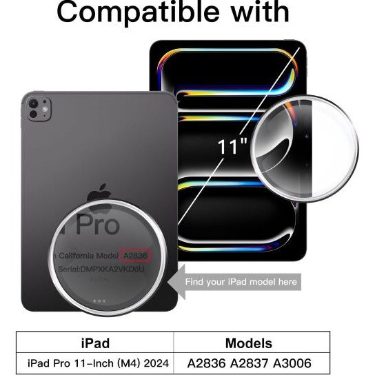 Husa 360 Smart Cover compatibila cu iPad Pro 11" M4/M5 2024/2025, Pencil Slot Rebound, Wake-Sleep, Camera Protection
