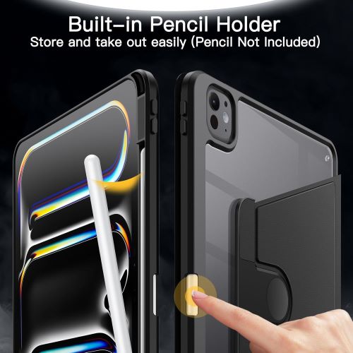 Husa 360 Smart Cover compatibila cu iPad Pro 11" M4/M5 2024/2025, Pencil Slot Rebound, Wake-Sleep, Camera Protection