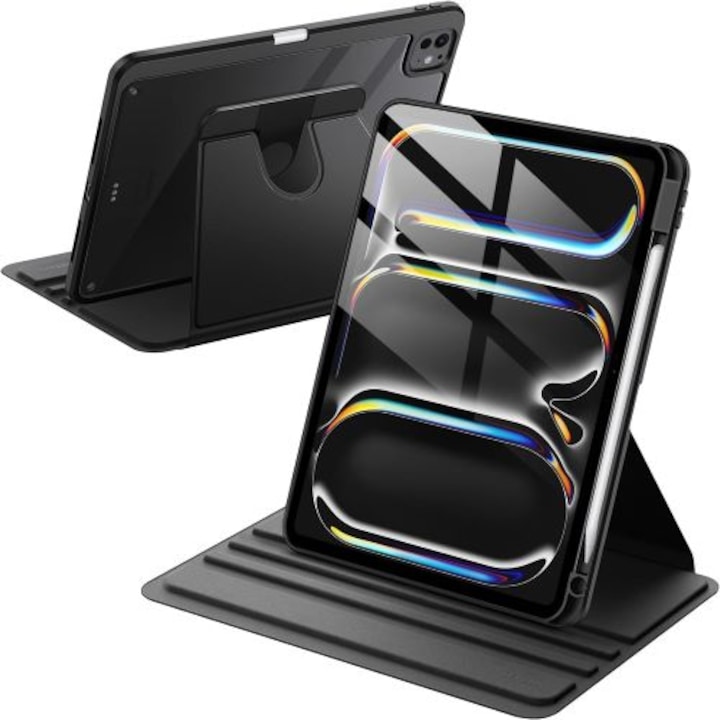 Husa 360 Smart Cover compatibila cu iPad Pro 11" M4/M5 2024/2025, Pencil Slot Rebound, Wake-Sleep, Camera Protection