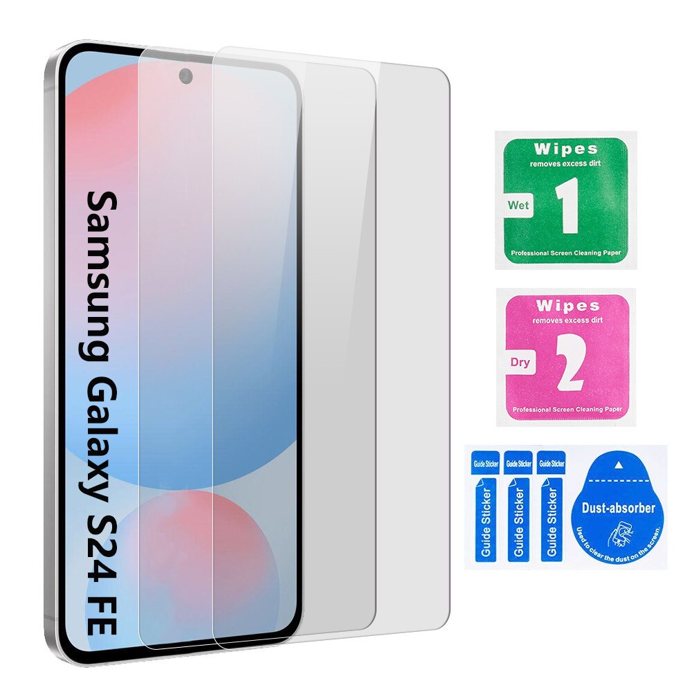 Folie Sticla Securizata pentru Samsung Galaxy S24 FE [2 Bucati], Protectie Ecran Anti-Zgarieturi [6.7 Inch], cu Servetele de Unica Folosinta
