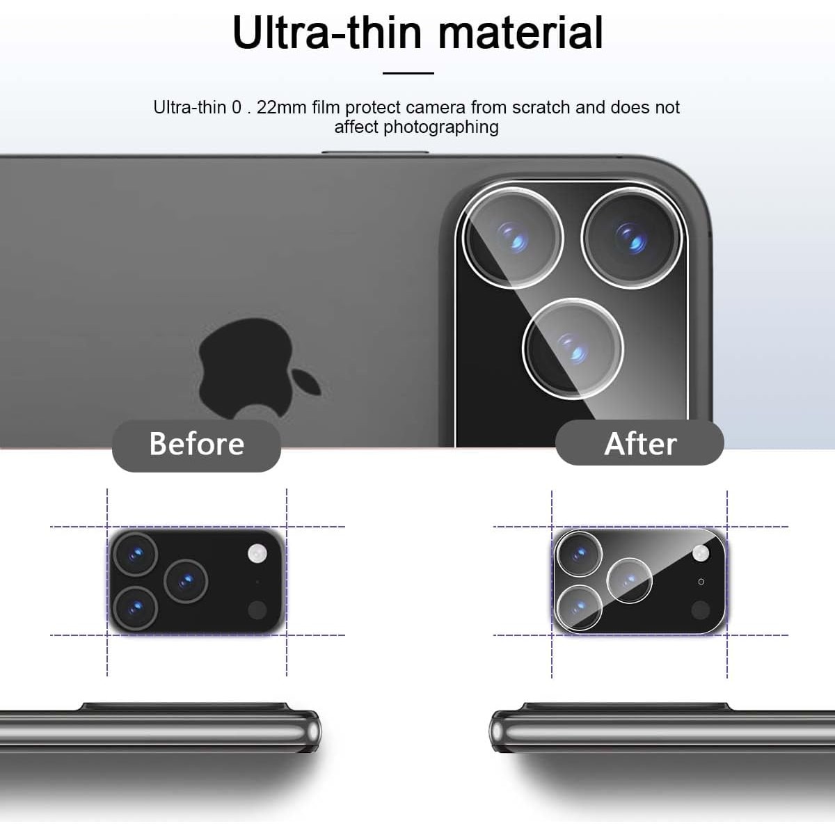 Protector de lentila pentru camera pentru iPhone 17 Pro, sticla securizata 9H, antizgarieturi, compatibil cu carcasa, nu afecteaza fotografiile nocturne, HD Clear, MDUG®, pachet de 2, transparent