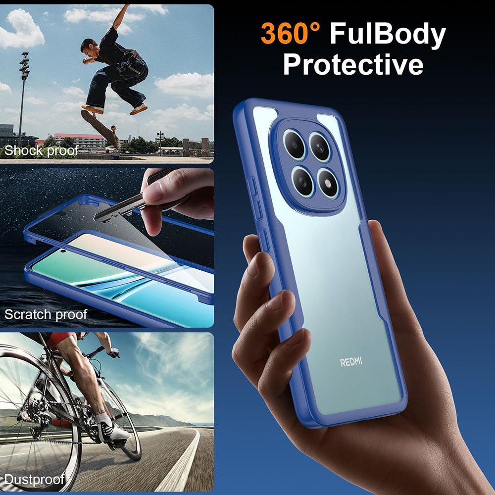 Set 360: Husa cu folie integrata pentru Xiaomi Redmi Note 15 4G, 5G Protectie 360 fata / spate - albastru