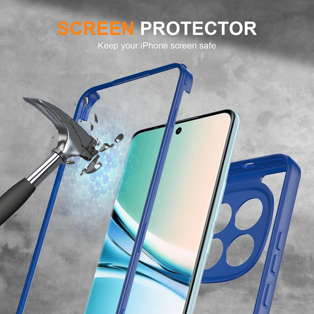 Set 360: Husa cu folie integrata pentru Xiaomi Redmi Note 15 4G, 5G Protectie 360 fata / spate - albastru