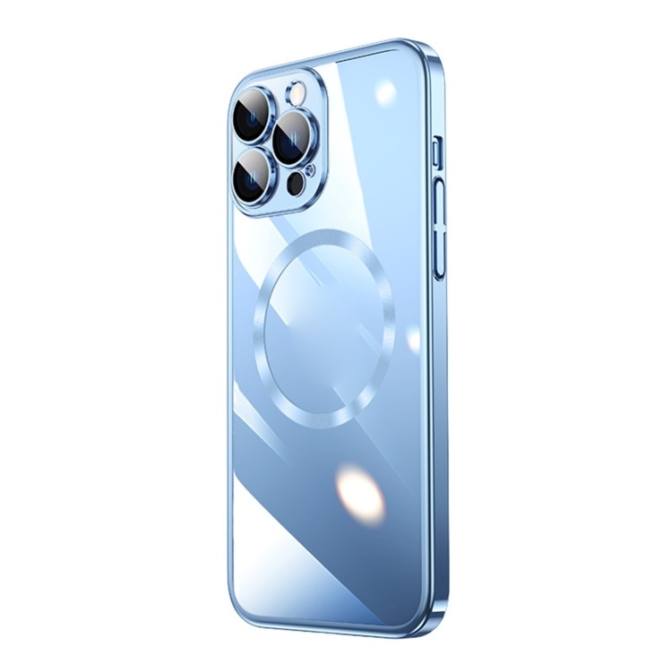 Husa Luxury tip MagSafe compatibila cu iPhone 14, Full protection, Margini colorate, Sierra Blue