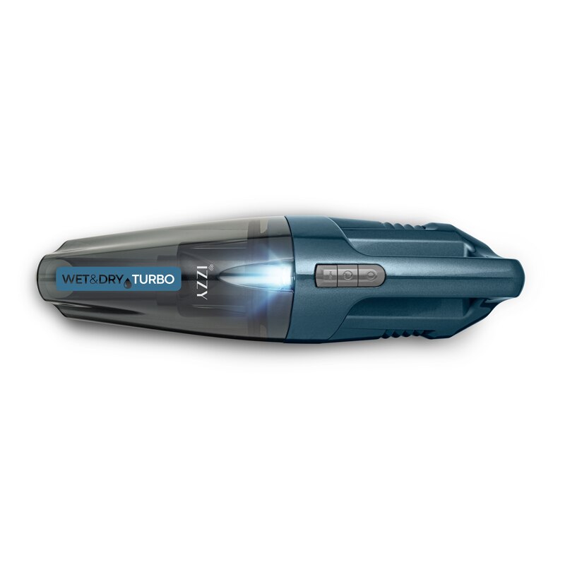 Aspirator de mana Wet-Dry Turbo, Izzy, 11.1V, capacitate praf 500 ml, capacitate lichide 300 ml, autonomie 22 minute, albastru/gri