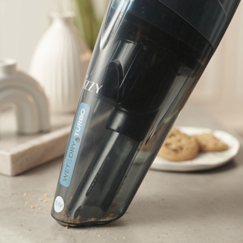 Aspirator de mana Wet-Dry Turbo, Izzy, 11.1V, capacitate praf 500 ml, capacitate lichide 300 ml, autonomie 22 minute, albastru/gri