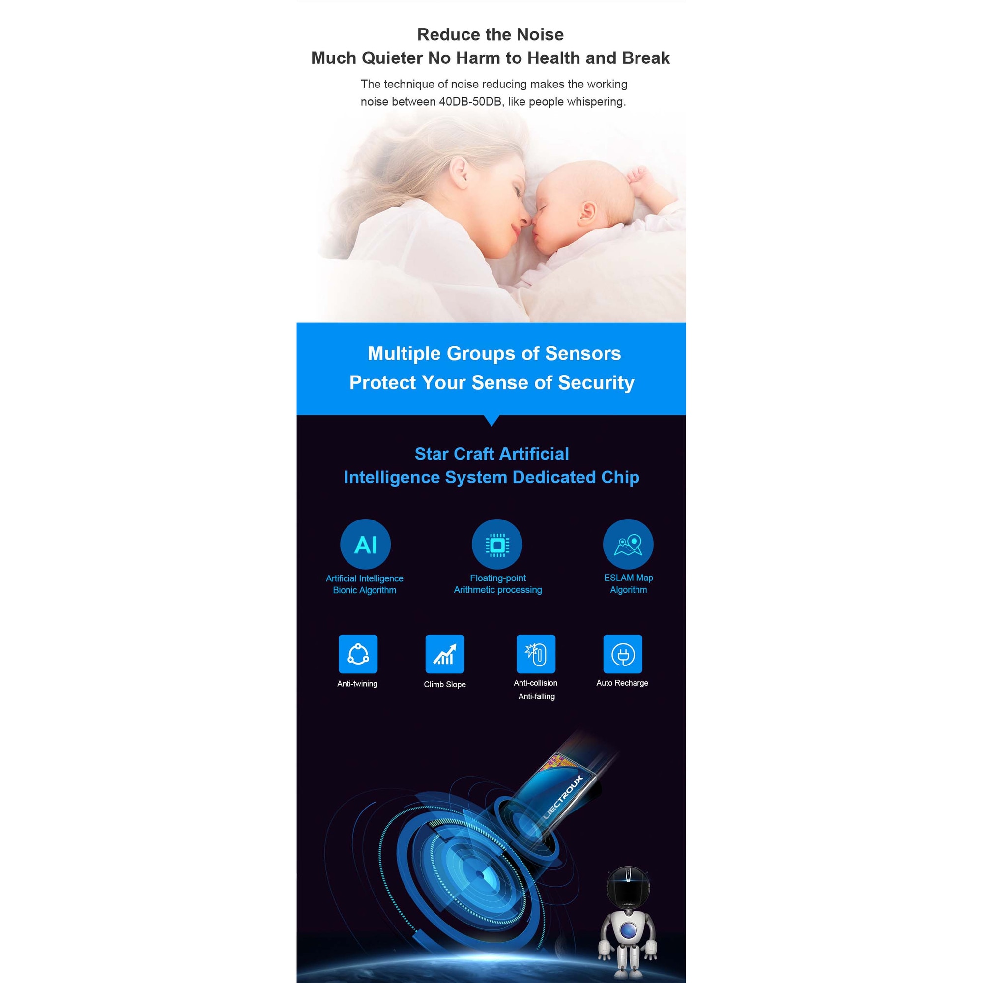 Aspirator robot Liectroux V3S Pro, aspiratie 4000Pa, curatare umeda si uscata, navigare harta 2D, WiFi, negru, 320x320x78mm
