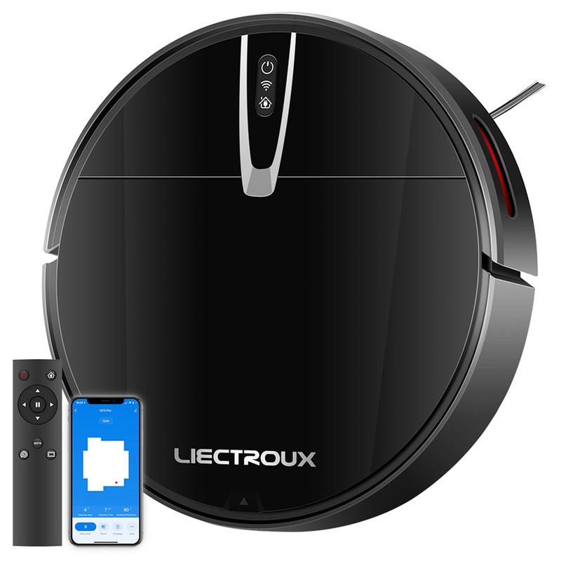 Aspirator robot Liectroux V3S Pro, aspiratie 4000Pa, curatare umeda si uscata, navigare harta 2D, WiFi, negru, 320x320x78mm