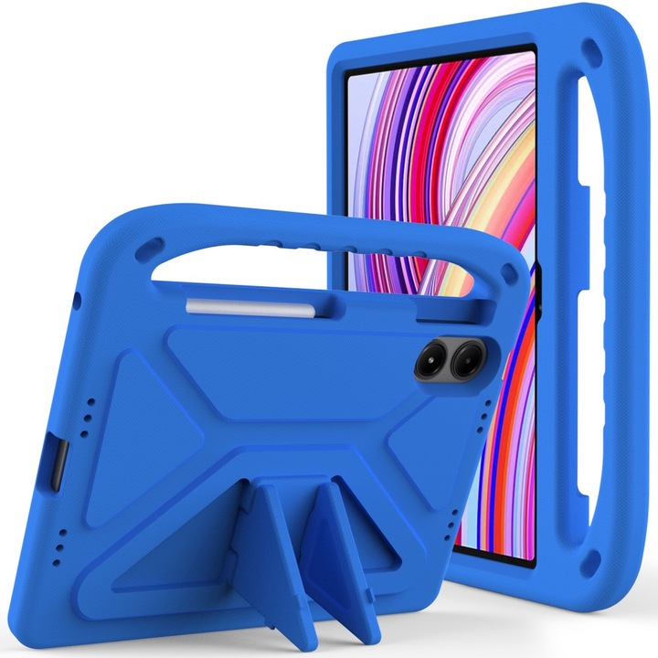 Husa pentru copii XGSM pentru Xiaomi Redmi Pad Pro, cu maner, albastru, protectie extrema, suport integrat