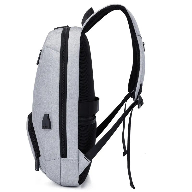 Rucsac laptop 15.6" smart casual impermeabil, cu port USB, Escalate, 46x30x10 cm, Gri deschis