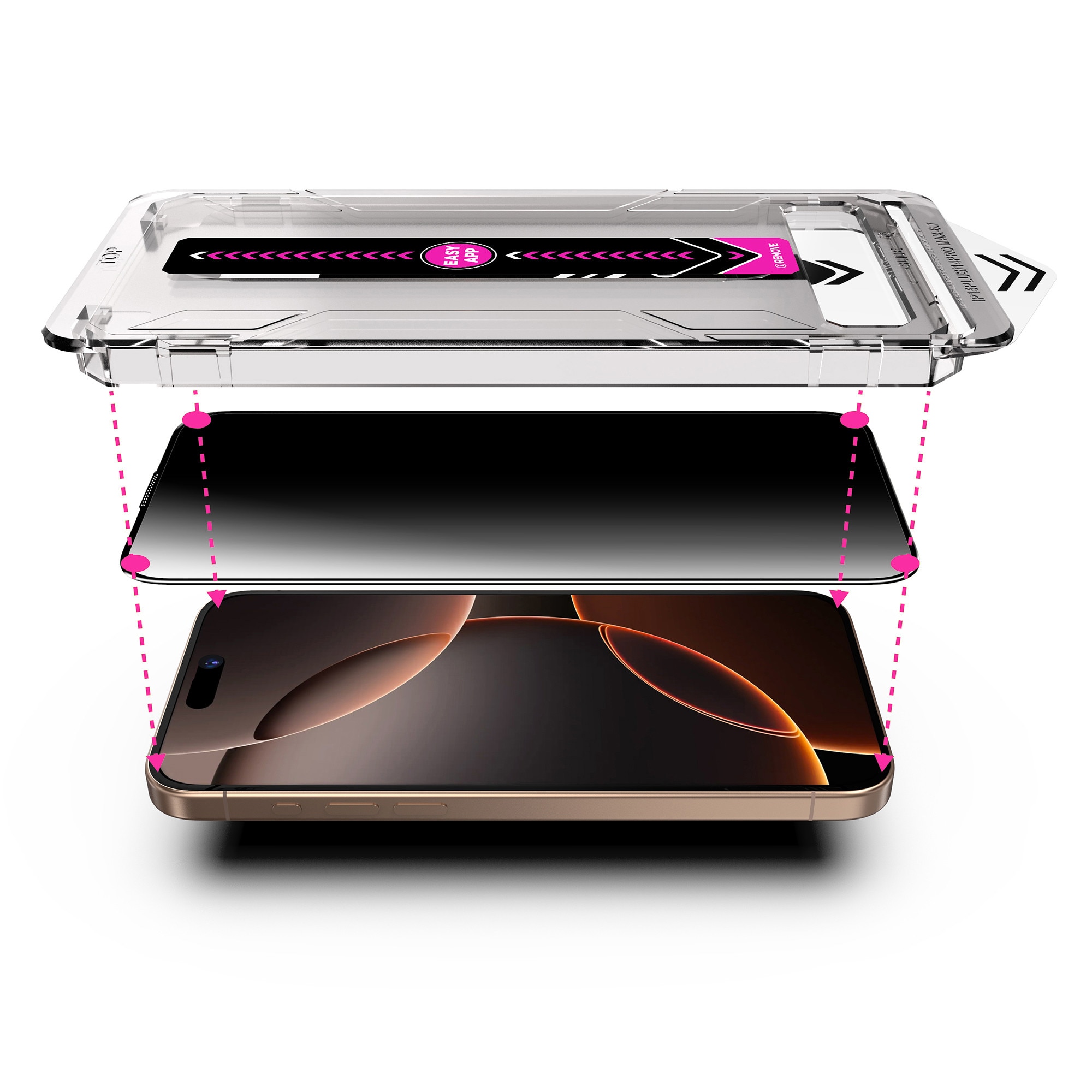 Folie de Protectie Privacy OG Purple compatibila iPhone 17, cu Kit de Aplicare Instanta si Functie Automata de Indepartare a Prafului, Ultra Claritate HD