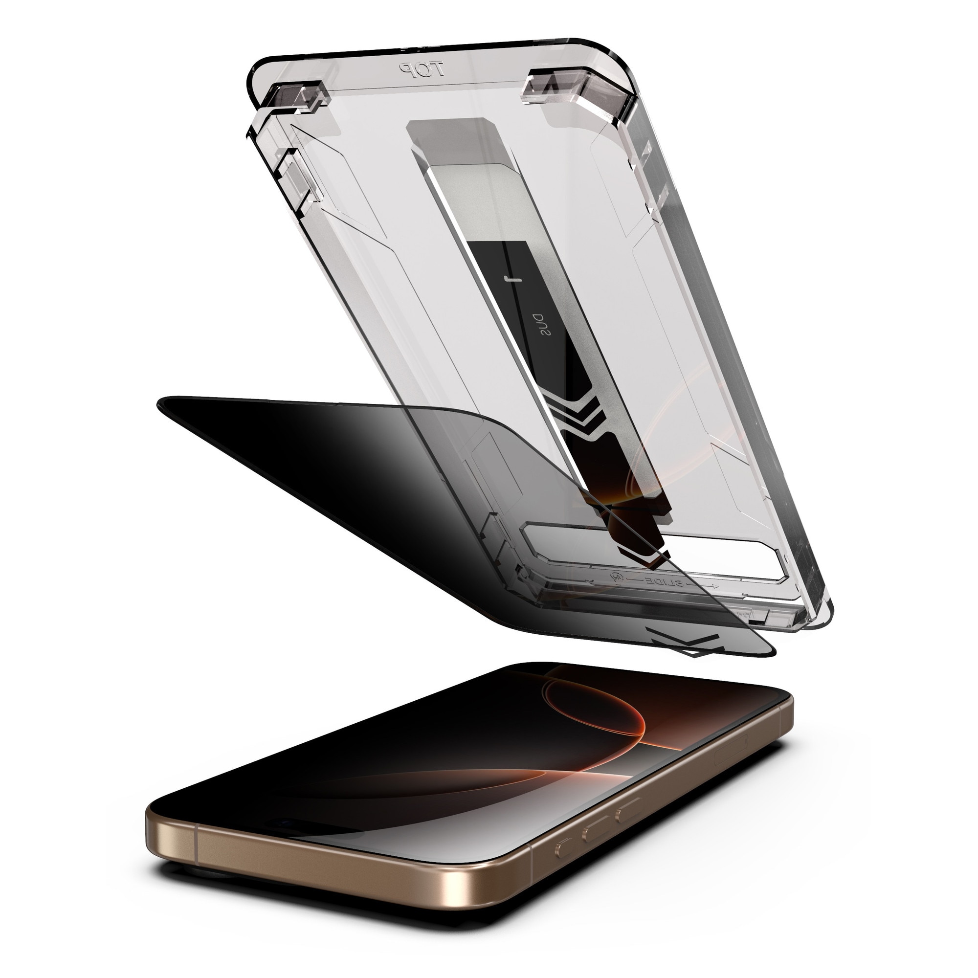 Folie de Protectie Privacy OG Purple compatibila iPhone 17, cu Kit de Aplicare Instanta si Functie Automata de Indepartare a Prafului, Ultra Claritate HD