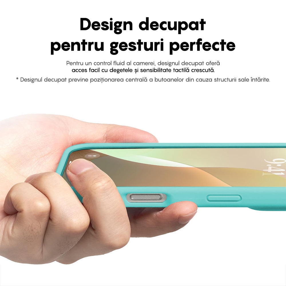Husa CASEY STUDIOS™ compatibila cu iPhone 16, Soft Silicone Premium, Microfibra in Interior, Turcoaz, de Protectie, Ultra Slim, pentru Incarcare Wireless, Margini Ridicate de Protectia Ecranului si a Camerelor