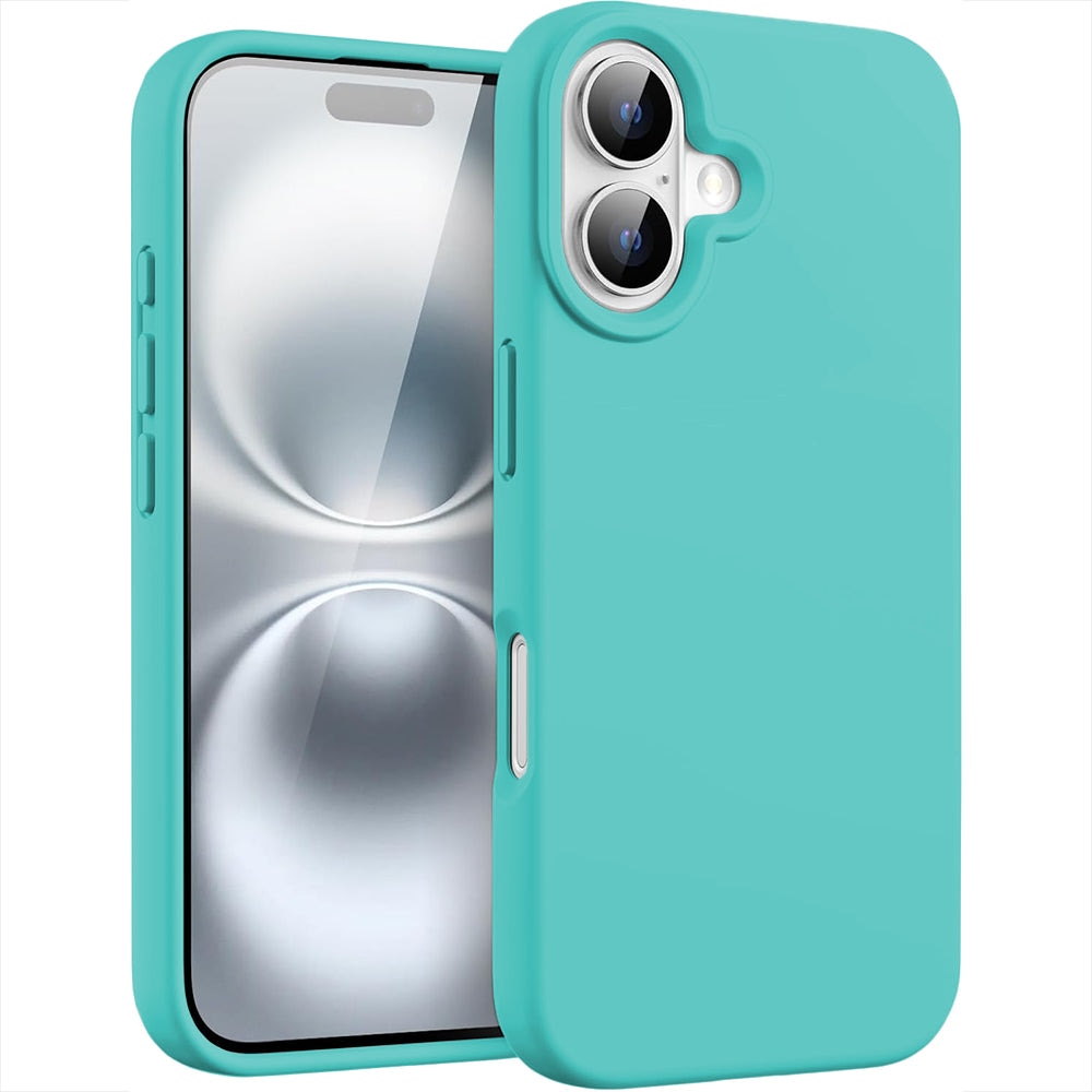 Husa CASEY STUDIOS™ compatibila cu iPhone 16, Soft Silicone Premium, Microfibra in Interior, Turcoaz, de Protectie, Ultra Slim, pentru Incarcare Wireless, Margini Ridicate de Protectia Ecranului si a Camerelor