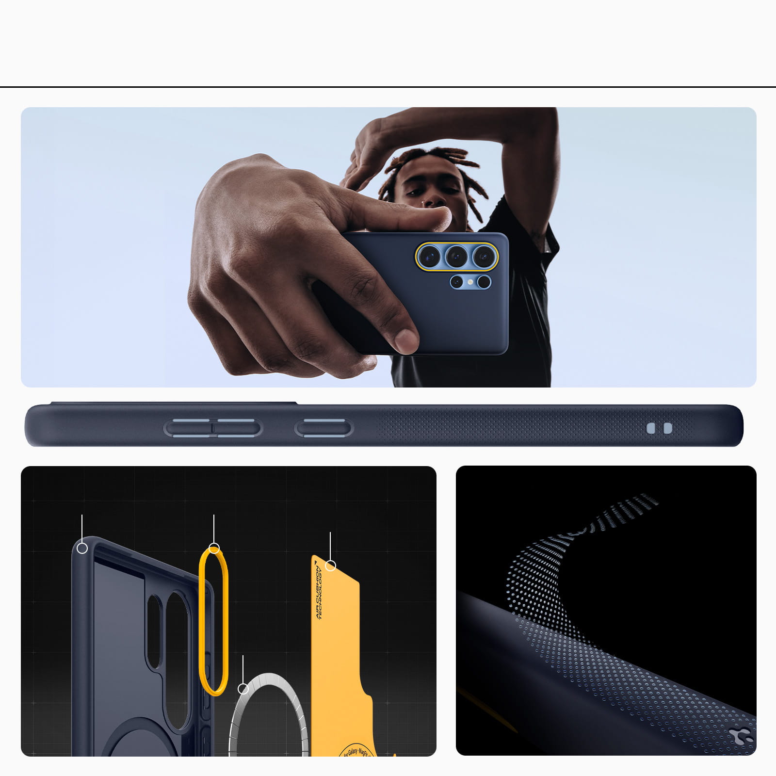 Husa Spigen Nano Pop Mag pentru Samsung Galaxy S25 Ultra, albastru marin si galben
