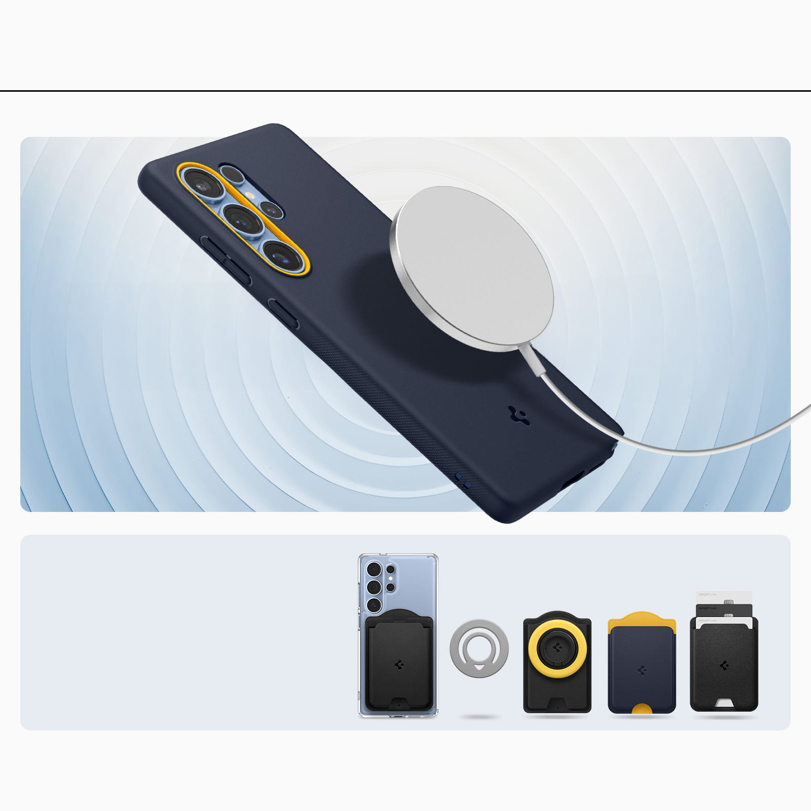 Husa Spigen Nano Pop Mag pentru Samsung Galaxy S25 Ultra, albastru marin si galben