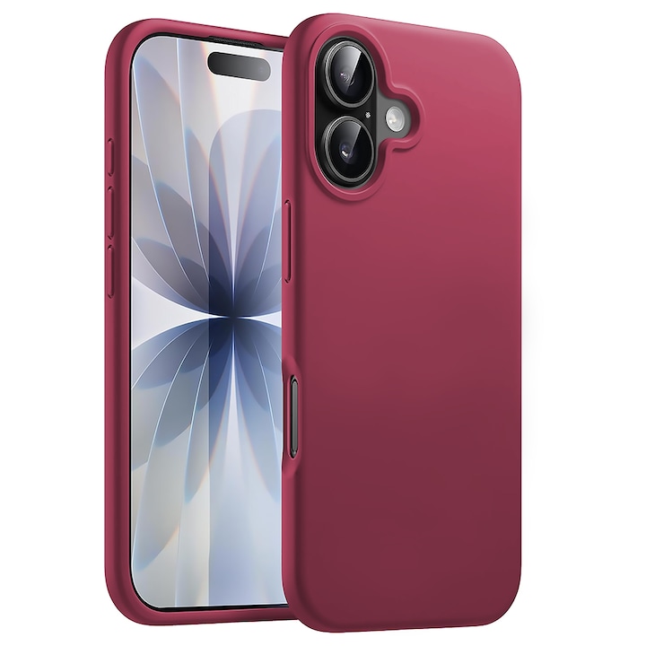 Husa CASEY STUDIOS™ pentru Apple iPhone 17, Soft Silicone Premium, Microfibra in Interior, de Protectie, Ultra Slim, pentru Incarcare Wireless, Margini Ridicate pentru Protectia Ecranului si a Camerelor, Bordeaux