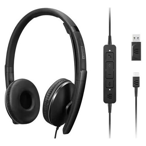 Casti cu fir Lenovo ANC Gen 2, microfon, USB-C, 1,7m, negru