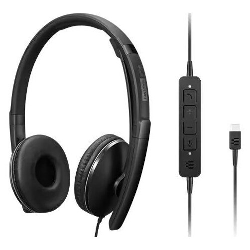 Casti cu fir Lenovo ANC Gen 2, microfon, USB-C, 1,7m, negru