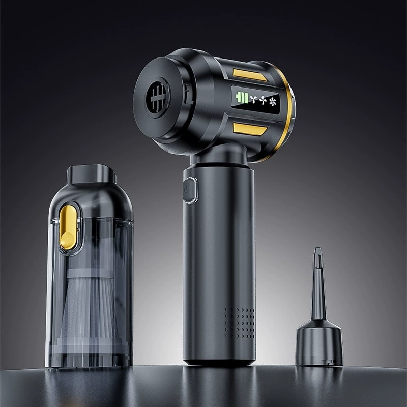 Aspirator portabil doua-in-unu, Aiorber, aspirator si suflanta combinate, motor fara perii,16.000 Pa,2000 mAh, afisaj digital, design usor, golire cu o singura atingere, negru