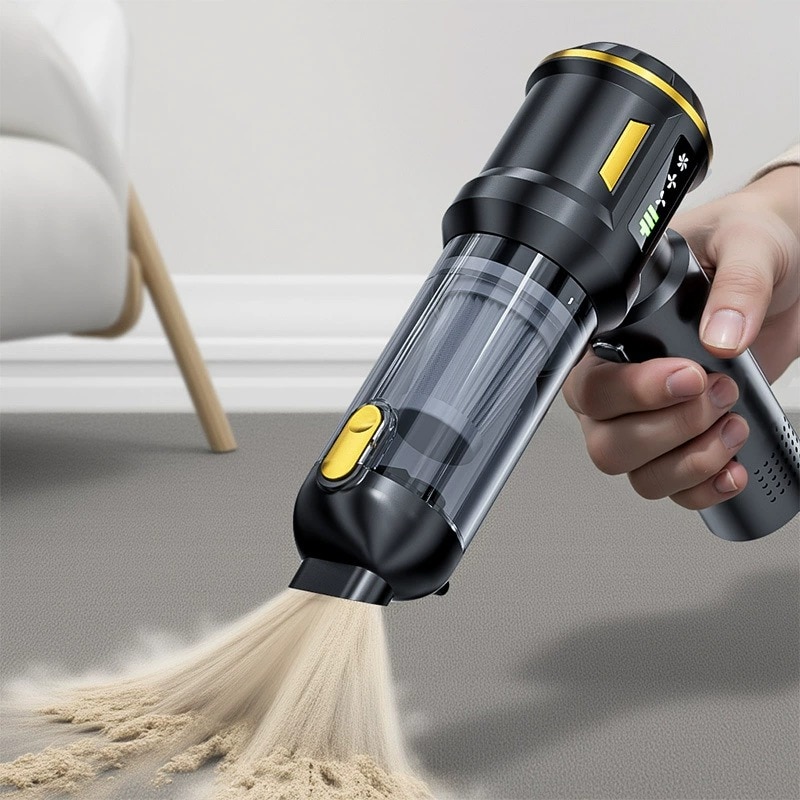 Aspirator portabil doua-in-unu, Aiorber, aspirator si suflanta combinate, motor fara perii,16.000 Pa,2000 mAh, afisaj digital, design usor, golire cu o singura atingere, negru