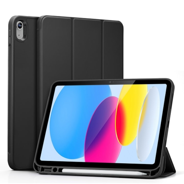 Husa de protectie tableta ESR, Rebound Pencil, Spatiu depozitare Pen, Pentru Apple iPad 10.9 2022, Negru