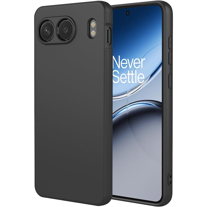 Husa pentru OnePlus Nord 4 Liquid Silicone subtire captusita cu microfibra anti amprenta protectie camera foto negru