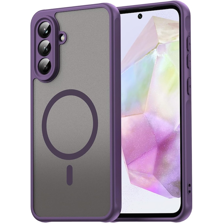 Husa Matte MagSafe pentru Samsung Galaxy A36, protectie completa, contur mov
