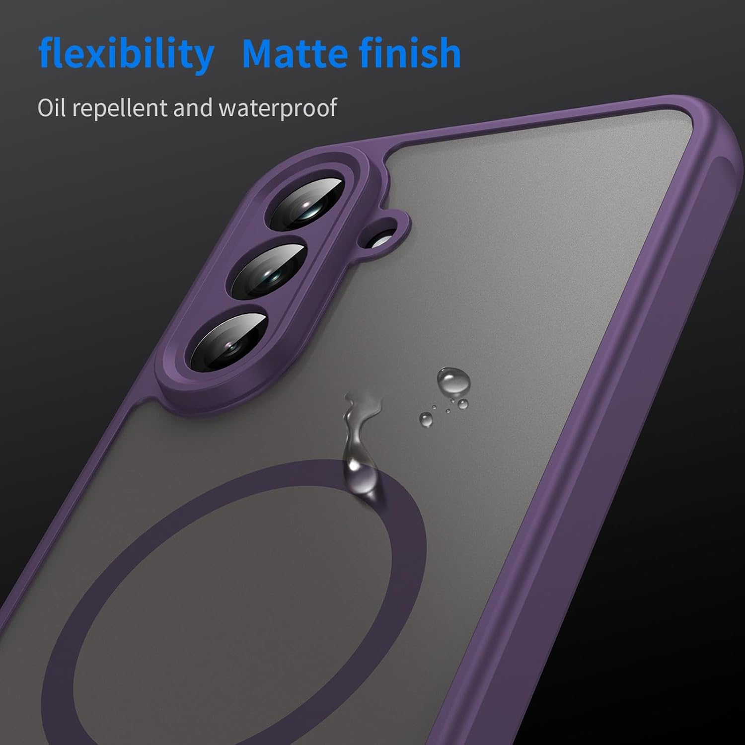 Husa Matte MagSafe pentru Samsung Galaxy A36, protectie completa, contur mov