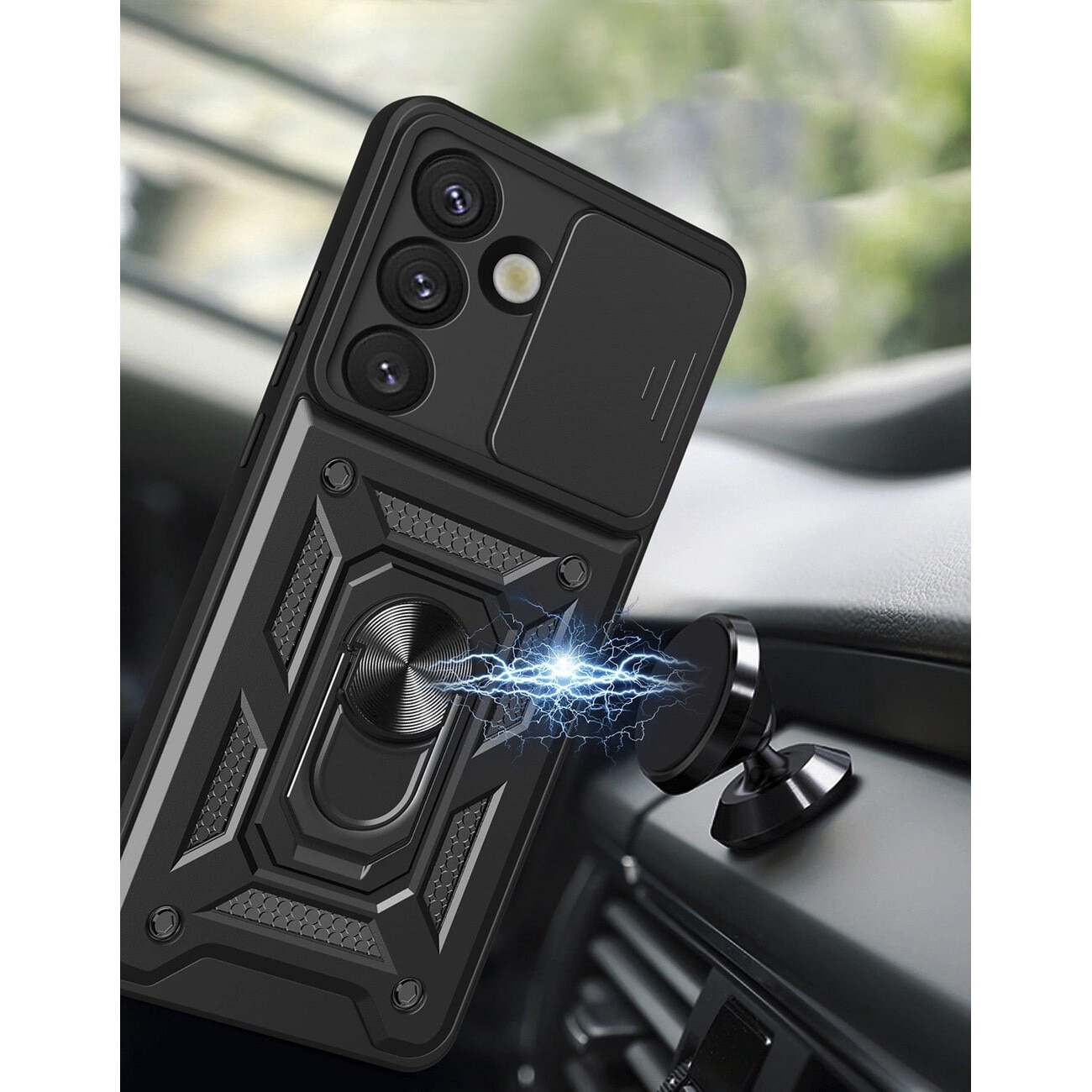 Carcasa Hybrid Armor CamShield compatibila cu Samsung Galaxy S25 Black