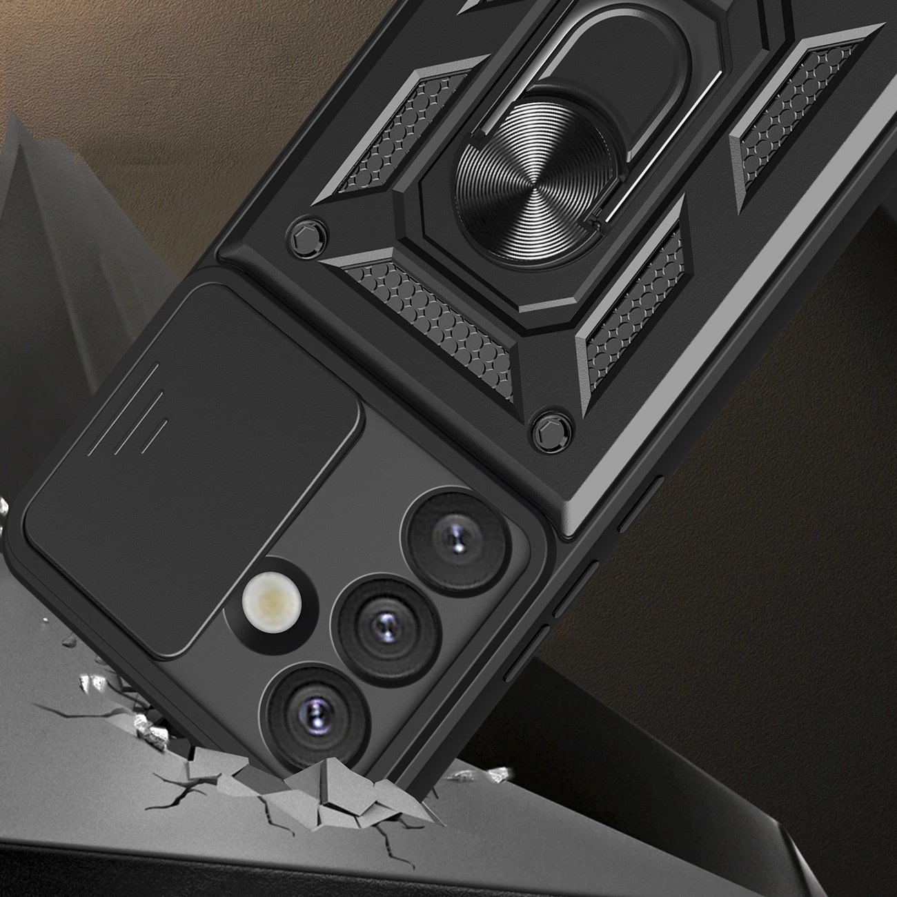 Carcasa Hybrid Armor CamShield compatibila cu Samsung Galaxy S25 Black