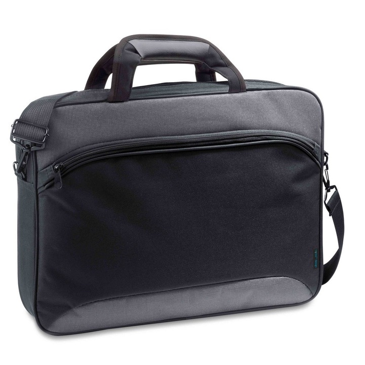 Geanta Laptop 15.6 inch, Everestus, SA, 600D2Tone si 300D, gri, saculet de calatorie si eticheta bagaj incluse
