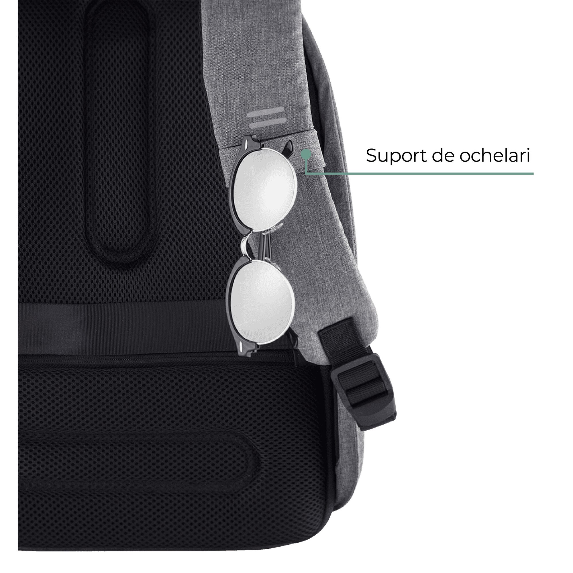 Rucsac Bobby Hero large, XD, antifurt, compartimente laptop 17" si tableta 12.9", materiale sustenabile, protectie impotriva taierii, rezistent la apa, 20l, gri, bandana Empath inclusa