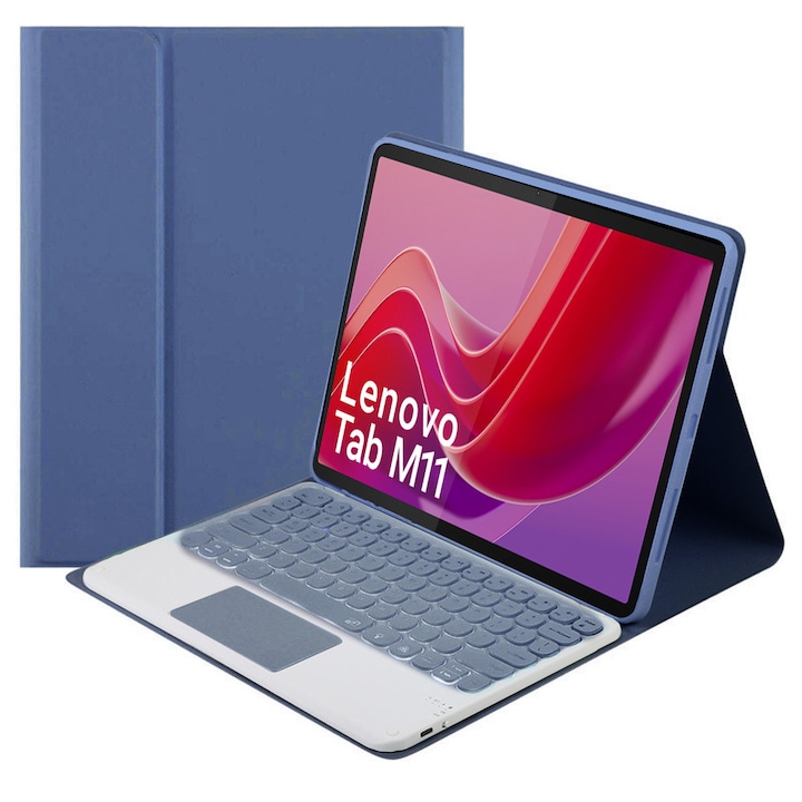 Husa cu tastatura Bluetooth si touchpad pentru tableta, pentru Lenovo Tab M11, violet