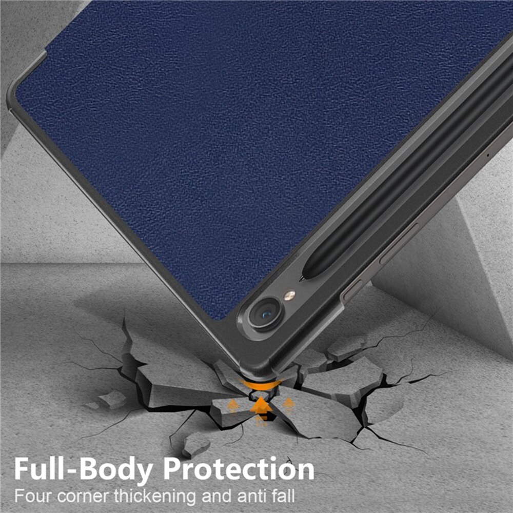 Husă tabletă Fold Pro, albastră, pentru Samsung Galaxy Tab S9/S9 FE/S10 FE/S10 Lite, protecție 360, piele ecologică