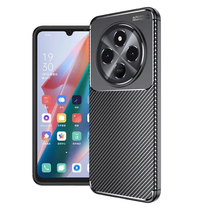 Husa Auto Focus Carbon ALC Mobile, Pentru Xiaomi Redmi 14C, - Negru