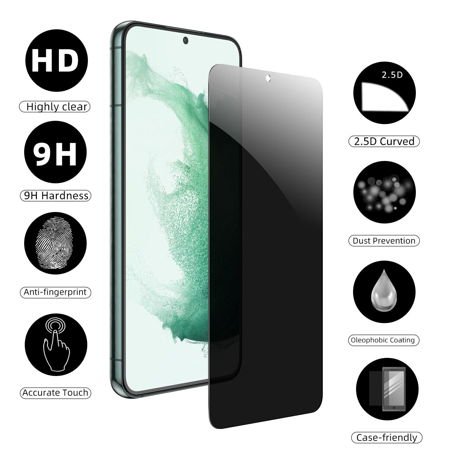 Set 2 folii Privacy Compatibile cu Xiaomi 14T/ Xiaomi 14T Pro, (5G) Full Cover, Calitate Premium, Black