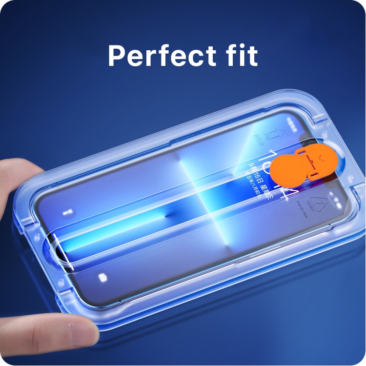 Folie sticla compatibila cu iPhone 13, decupaje minime, instalare usoara si rapida cu easy fit, Protectie ecran 2.5D, Transparenta