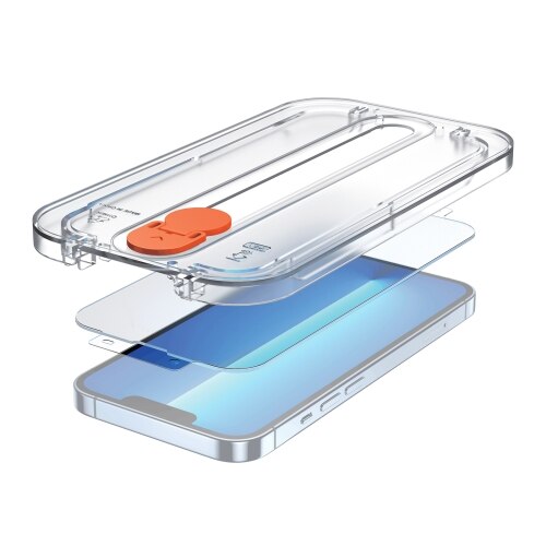 Folie sticla compatibila cu iPhone 13, decupaje minime, instalare usoara si rapida cu easy fit, Protectie ecran 2.5D, Transparenta