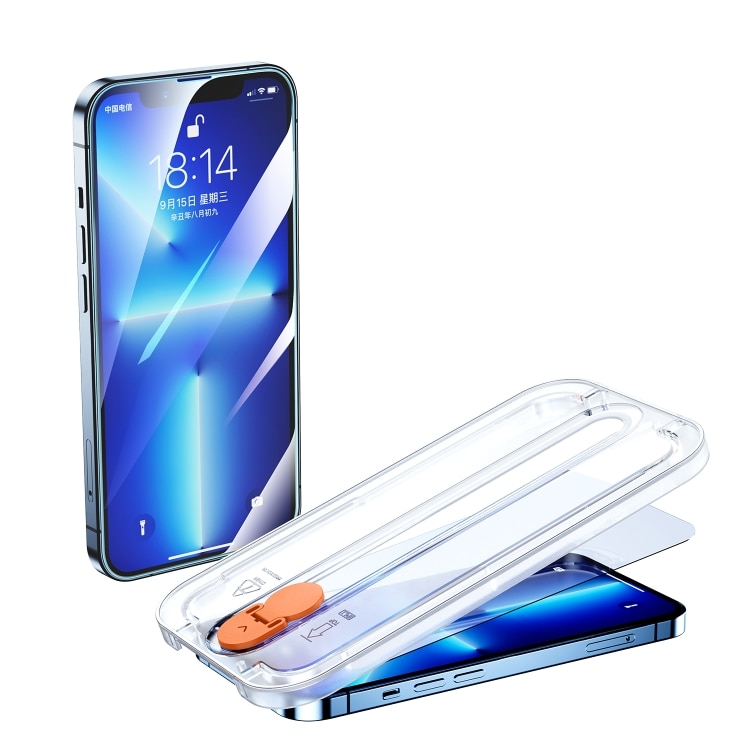 Folie sticla compatibila cu iPhone 13, decupaje minime, instalare usoara si rapida cu easy fit, Protectie ecran 2.5D, Transparenta