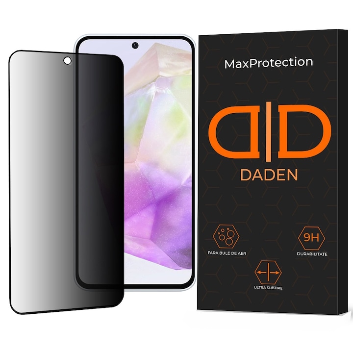 Folie Sticla Privacy pentru Samsung Galaxy A56 Daden MaxProtection, Full Cover, Protectie Profesionala, Ultra Rezistenta, Calitate Premium