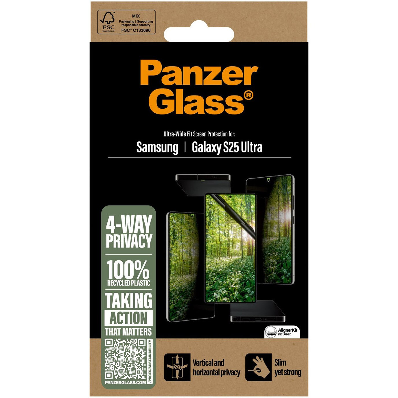 Folie de protectie PanzerGlass ECO MATRIX Privacy cu aplicator pentru Samsung Galaxy S25 Ultra , Negru