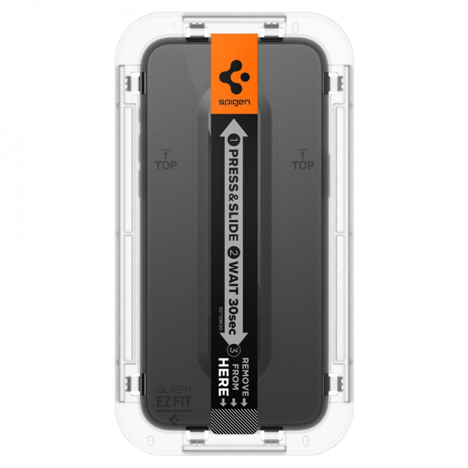 Folie Spigen Sticla Glass tR EZ Fit compatibila cu iPhone 15 Pro Max set 2 buc, kit de montare, Black