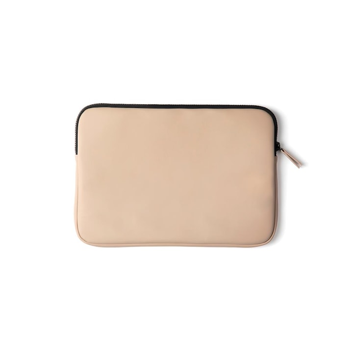 Husa laptop, piele PU nubuk, compatibila cu laptop de 12 - 14 inch, bej