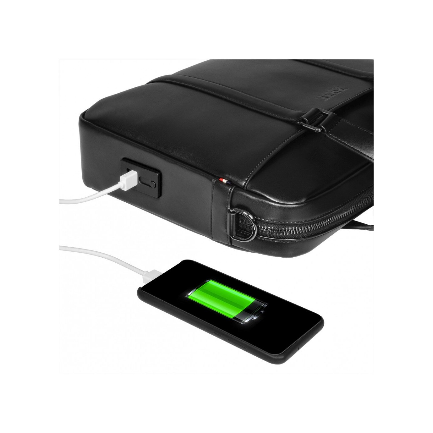 Geanta Laptop Port Designs VERSAILLES II, cu port USB, 13/14, Piele, Negru